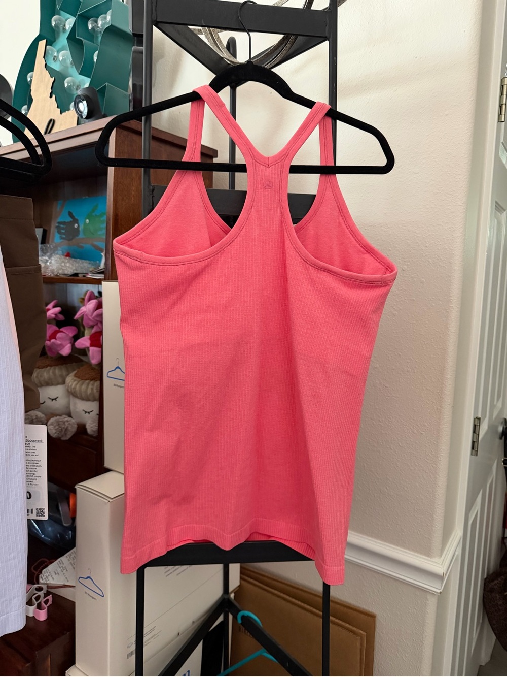 Women's Coral Ribbed Racerback Tank Top - Picture 2 of 5